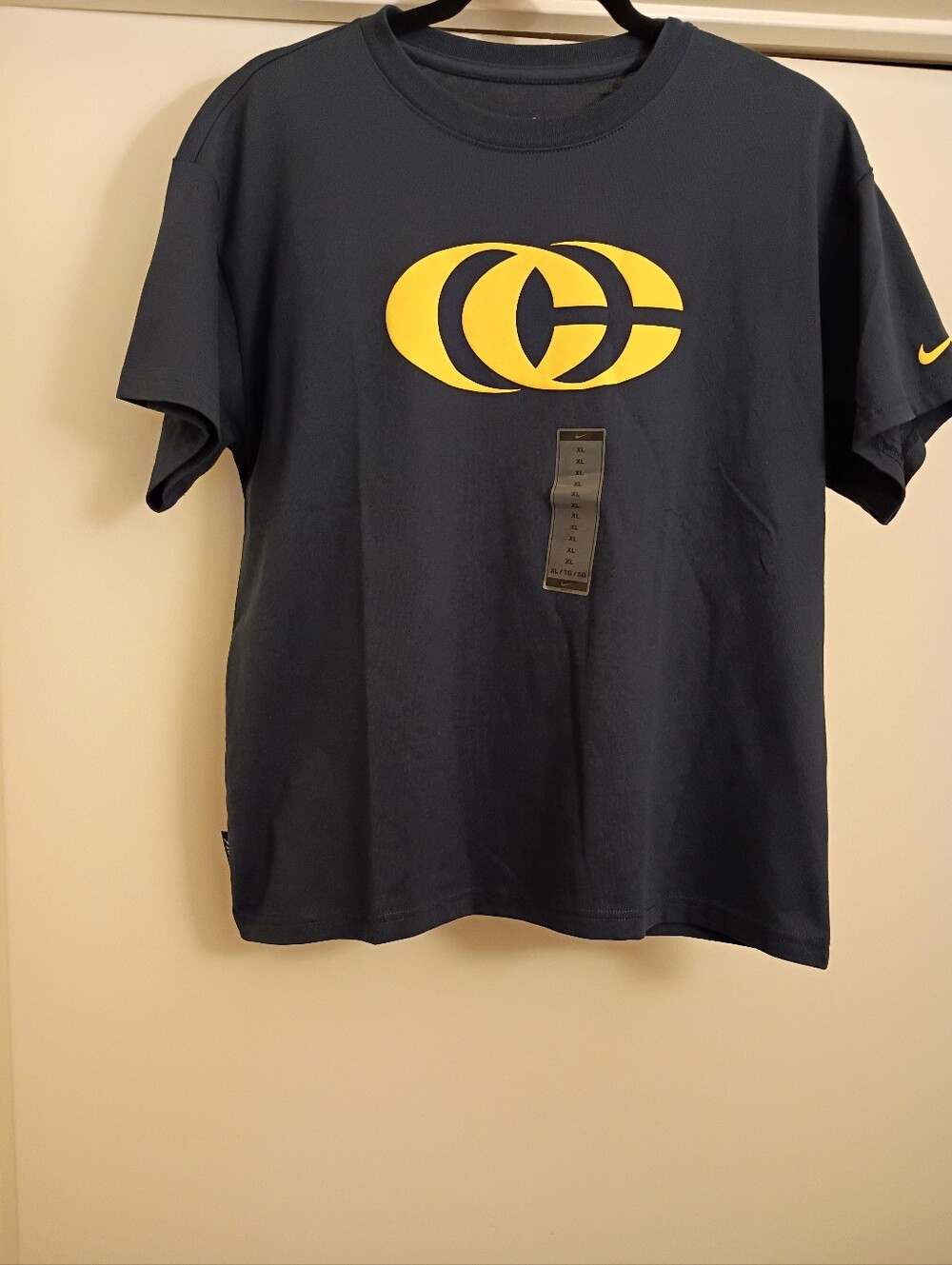 Nike Navy Tee with Yellow Graphic and Swoosh